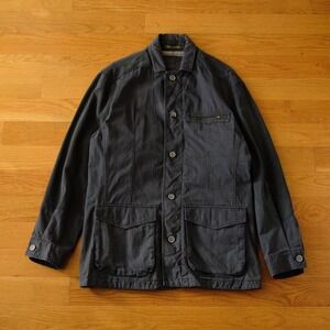 Tommy Bahama Utility Jacket Gray Lined Cotton Workwear Button Front Size M